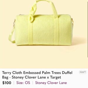 Stoney Clover Lane Yellow Travel Bag with Palm Embossing. NWOT